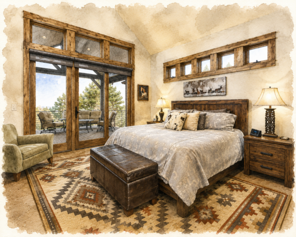 Rustic Mountain Style House Plan - Adirondack - MB-2597 Primary bedroom 