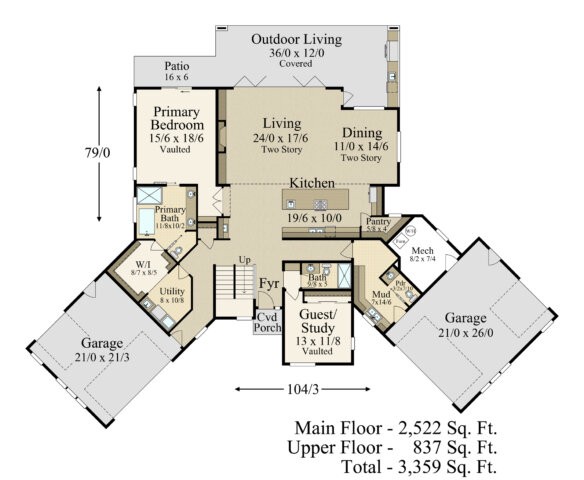 Modern Twin House Plan | Dual Garage Modern Home Design - MM-3359