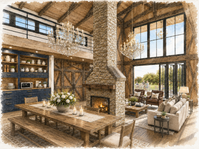 Natural-Freedom-Barn-House-Beautiful-Best-Selling-Barn-House-Plan-MB-3247-Dining-Watercolor