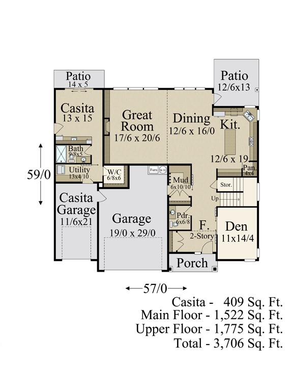Deluxe Life Story Modern Casita House Plan MM-3706 Story Casita  House Plan by Mark Stewart Home Design