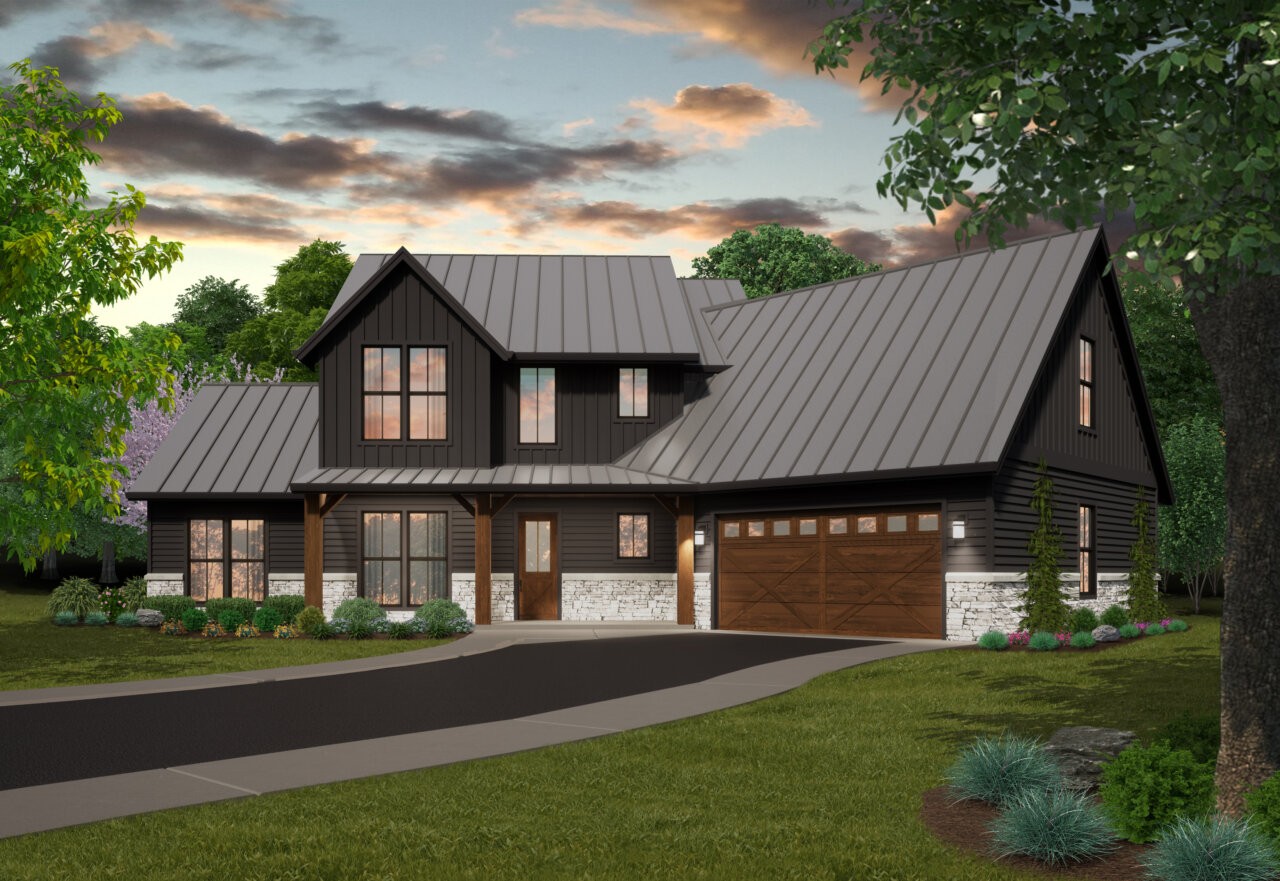 Smart House | 5-Bedroom Budget Farmhouse Plan with Bonus Room - MB-3028