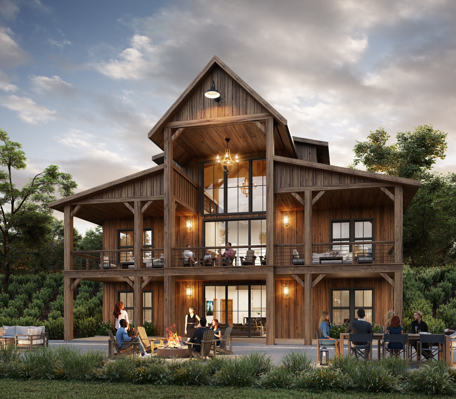 Raleigh House Plan  Two-Story Rustic Barn House Design with an ADU -  MB-4046