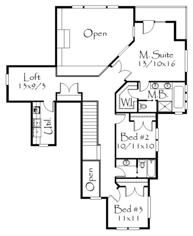 TRADITIONAL HOUSE PLAN WITH WRAP AROUND PORCH TYRA PLAN M 3713 RO UPPER FLOOR 393x480 