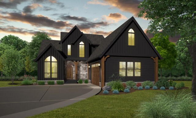 Patriarch | Two Story American Gothic Home Design with Garage X-23 Goth