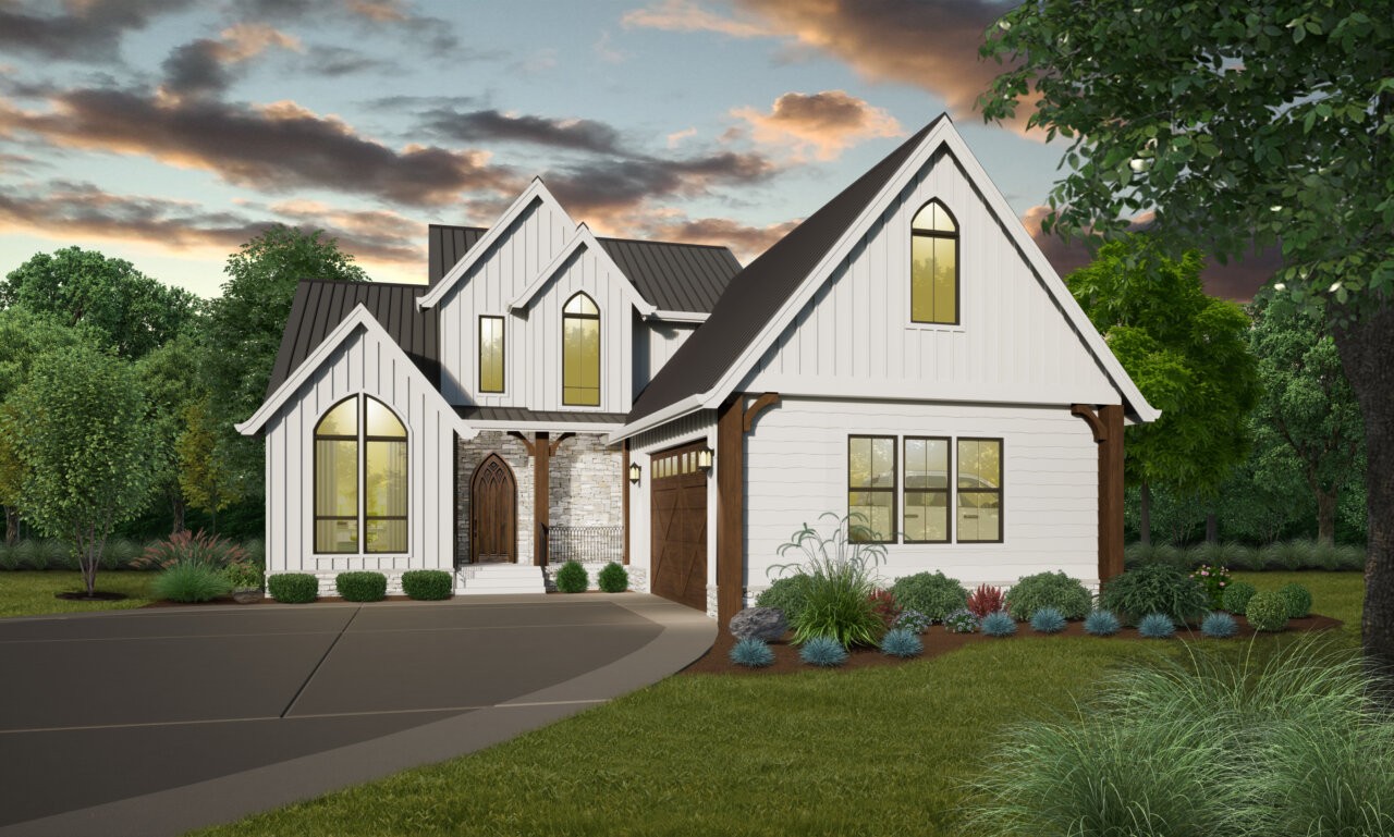 Patriarch | Two Story American Gothic Home Design with Garage X-23 Goth