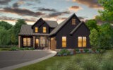 Gold Dust Rustic Barn House L-shaped house plan #MF-2220 Shou Sugi Ban front
