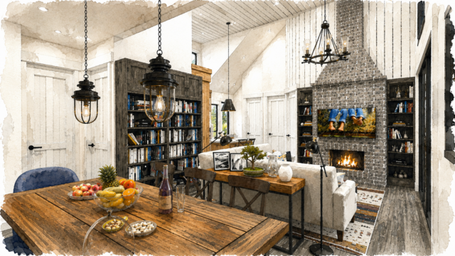 MODERN-FARMHOUSE-MF-986-FARM-640-HERITAGE Great Room from Dining