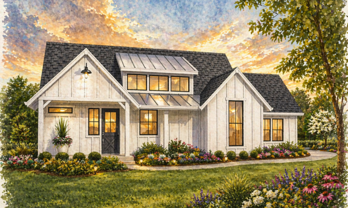 Modern heritage One Story House Plan - Farm 640 MF-986 Front View