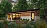 MM-1113 MODERN THREE CAR GARAGE WITH SHOP HOUSE PLAN - LULU FRONT VIEW