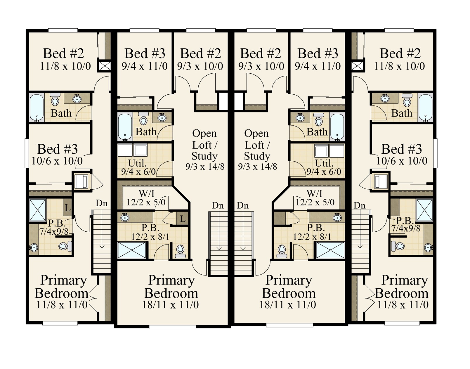 Legacy Four Farm House Plan Modern Farmhouse Rear Garage Fourplex 