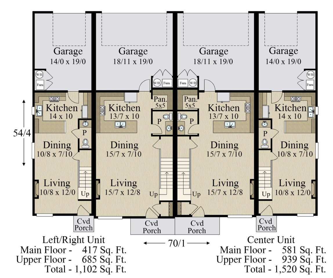 Legacy 4 Modern House Plan | Modern Four Plex Home Design - MM-5560