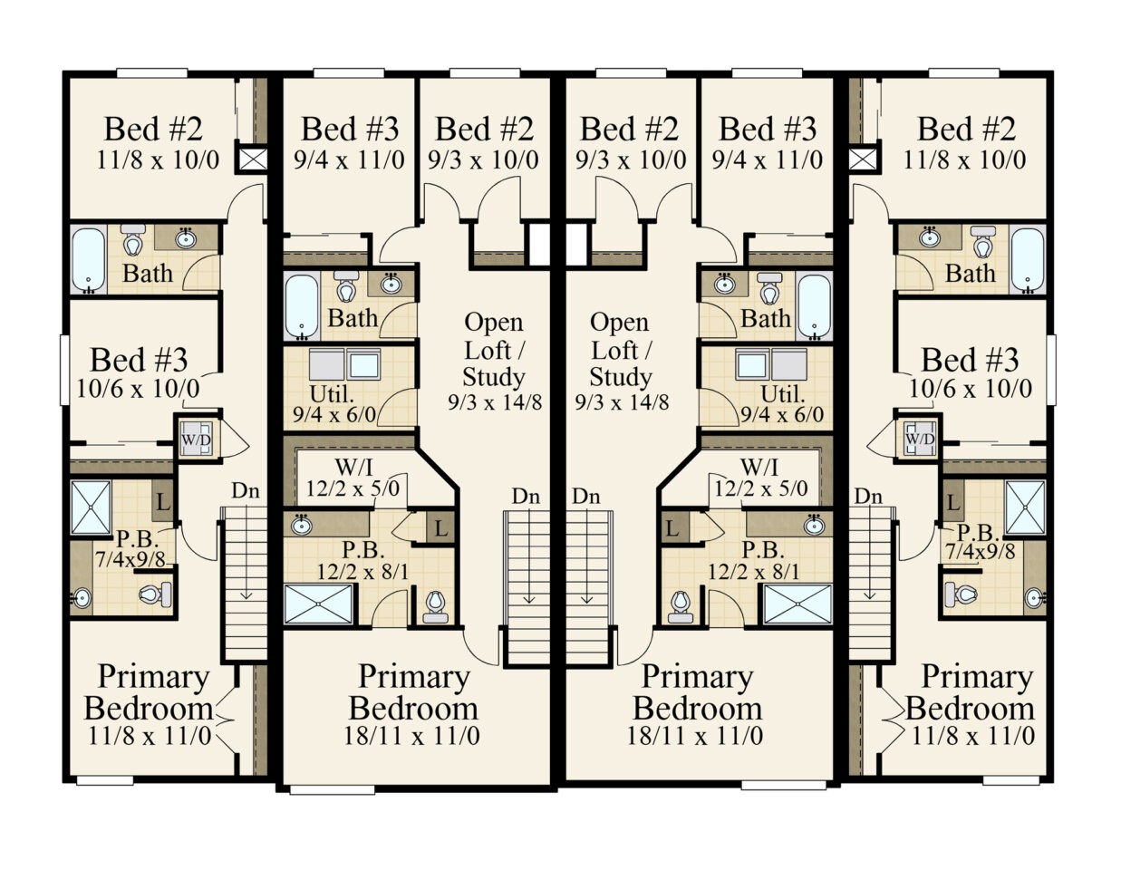 Legacy 4 Modern House Plan | Modern Four Plex Home Design - MM-5560