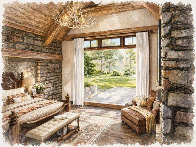 Rustic Barn Style House Plan Texas Forever – MB-4196 Bedroom