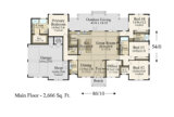 PARIS COUNTRY - ONE STORY FRENCH COUNTRY HOUSE PLAN - M-2667 FLOOR PLAN