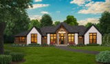 PARIS COUNTRY - ONE STORY FRENCH COUNTRY HOUSE PLAN - M-2667 FRONT VIEW