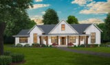 SOUTHERN COMFORT - ONE STORY - AMERICAN FARMHOUSE PLAN MF-2574 WHITE FRONT