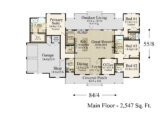 GOLDEN HARVEST - ONE STORY RUSTIC BARN HOUSE PLAN Floor Plan