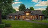 RUSTIC BARN HOUSE - FAMILY HARVEST - RUSTIC BARN HOUSE PLAN MB-2903 FRONT IRON