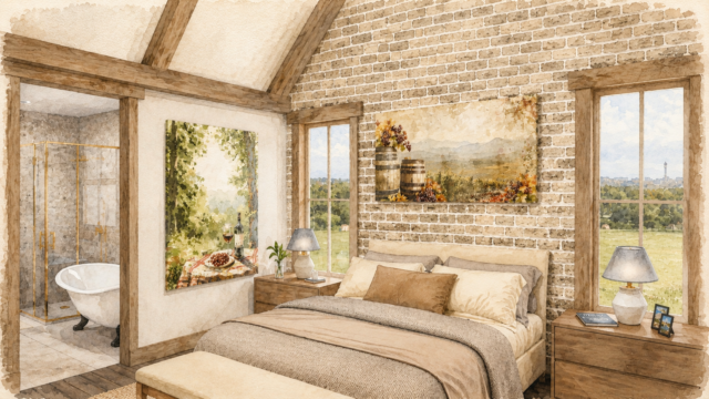COBBLESTONE-SANCTUARY-OLD-WORLD-ANCESTRAL-ONE-STORY-HOUSE-PLAN-WITH-LOFT-M-2919-ST Primary Bedroom