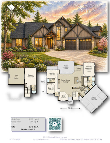 Rustic Country House Plan – Country Charm – X-16-D