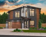 BRUCE WAYNE - NARROW MODERN TWO STORY HOUSE PLAN - MM-3289 FRONT