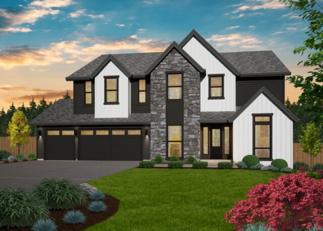 OAKVIEW FAMILY TWO STORY NEW AMERICAN HOUSE PLAN - MA-3444 front view