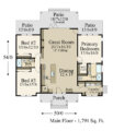 SILVERLEAF COTTAGE - STORYBOOK 3 BEDROOM HOME DESIGN - M-1791-ST FLOOR PLAN