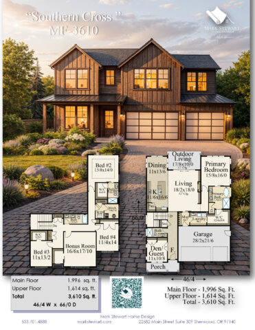 Rustic Farmhouse House Plan - Southern Cross - MF-3610