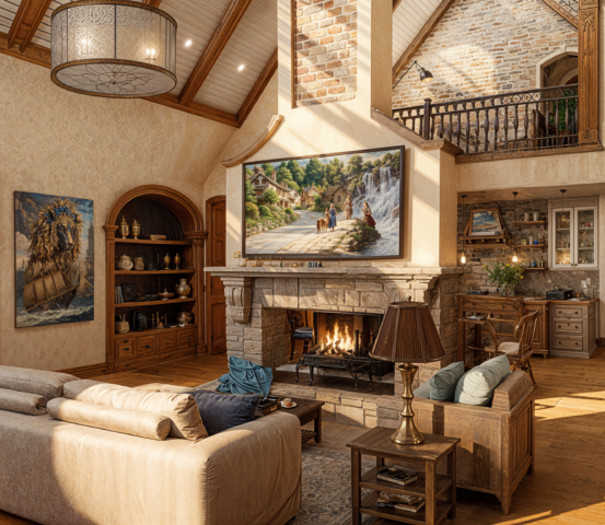Living Room Modern Storybook Home Plan - Chateau - M-2760-ST