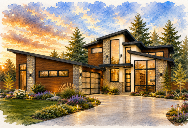 Best Selling Modern House Plan -Modern Ridge- MM-2434-TL Front