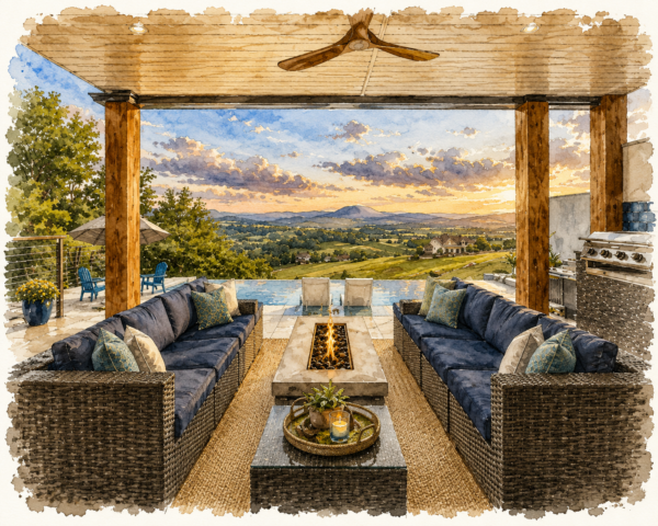 Modern View House Plan - Breathless - Outdoor living room 