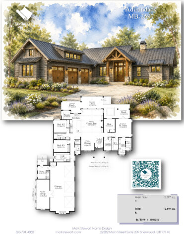 Most Popular Lodge Style Ranch  House  Plan -Adirondack - MB-2597