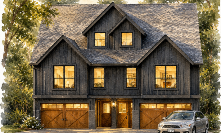 Modern Rustic Duplex – Farm Willow Twin – MF-2610-Twin Front View Watercolor