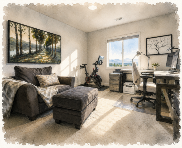 One Story Rustic House Plan -Ranch Haven - M-2830  FLEX ROOM