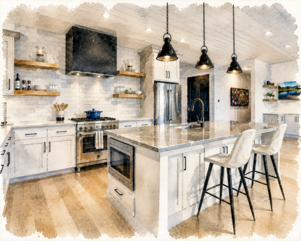 One Story Rustic House Plan -Ranch Haven - M-2830 Kitchen