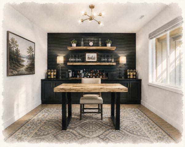 One Story Rustic House Plan -Ranch Haven - M-2830 Study