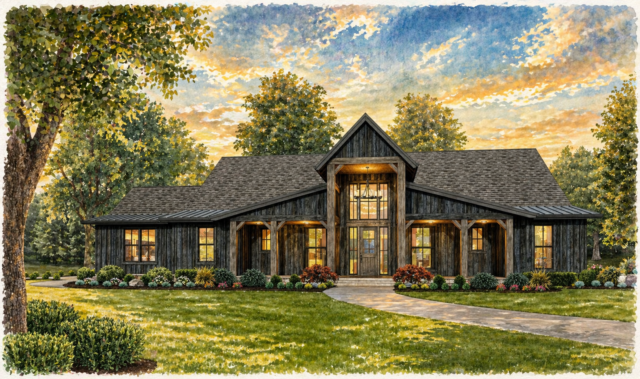 Family Harvest - Rustic Family Barn House - MB-2903 Front 