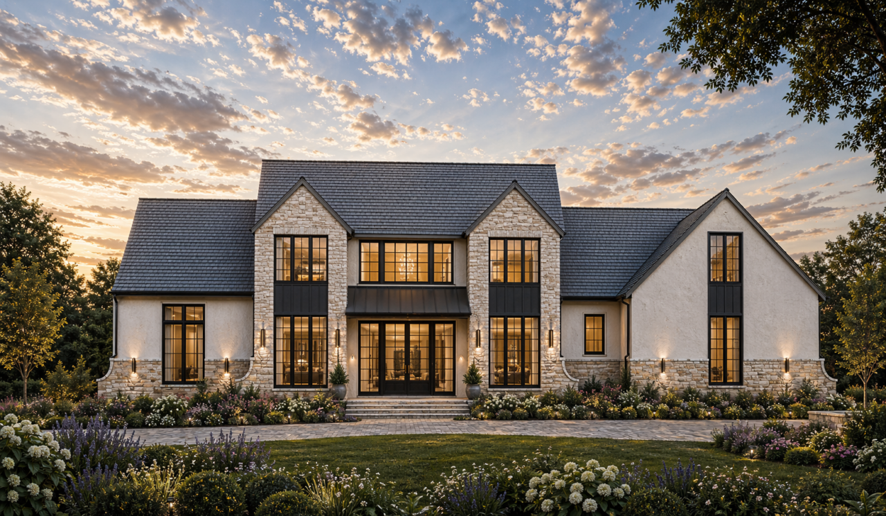 Modern Hybrid European Countryside Family Home Plan 