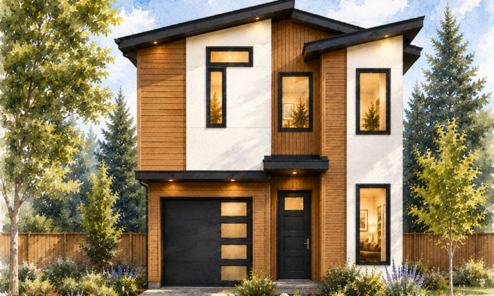 Narrow 2 Story Modern Home Plan | Common Ground MM-1560 front