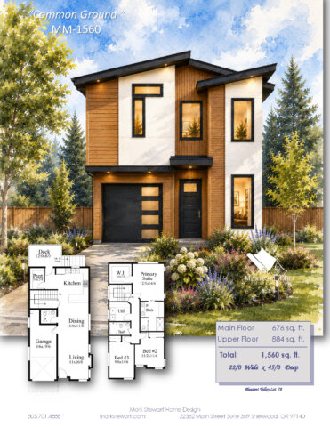 Narrow 2 Story Modern House Plan - Common Ground - MM-1560 Summary page 