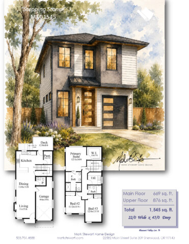 Narrow 2 Story Modern House plan - Stepping Stone - MM-1545_Summary