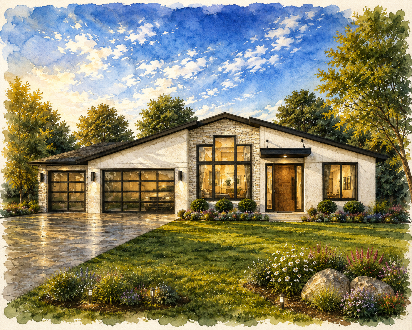 MCM Downhill Luxury House – Plan – Epoch Modern – MM-5000 Front View